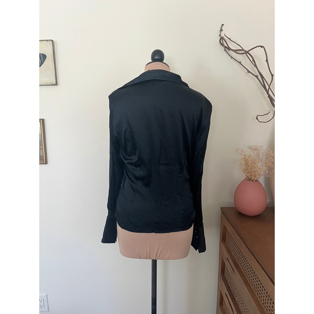 Vintage Y2K‎ Silk Black Button Down Blouse - Picture 4 of 5